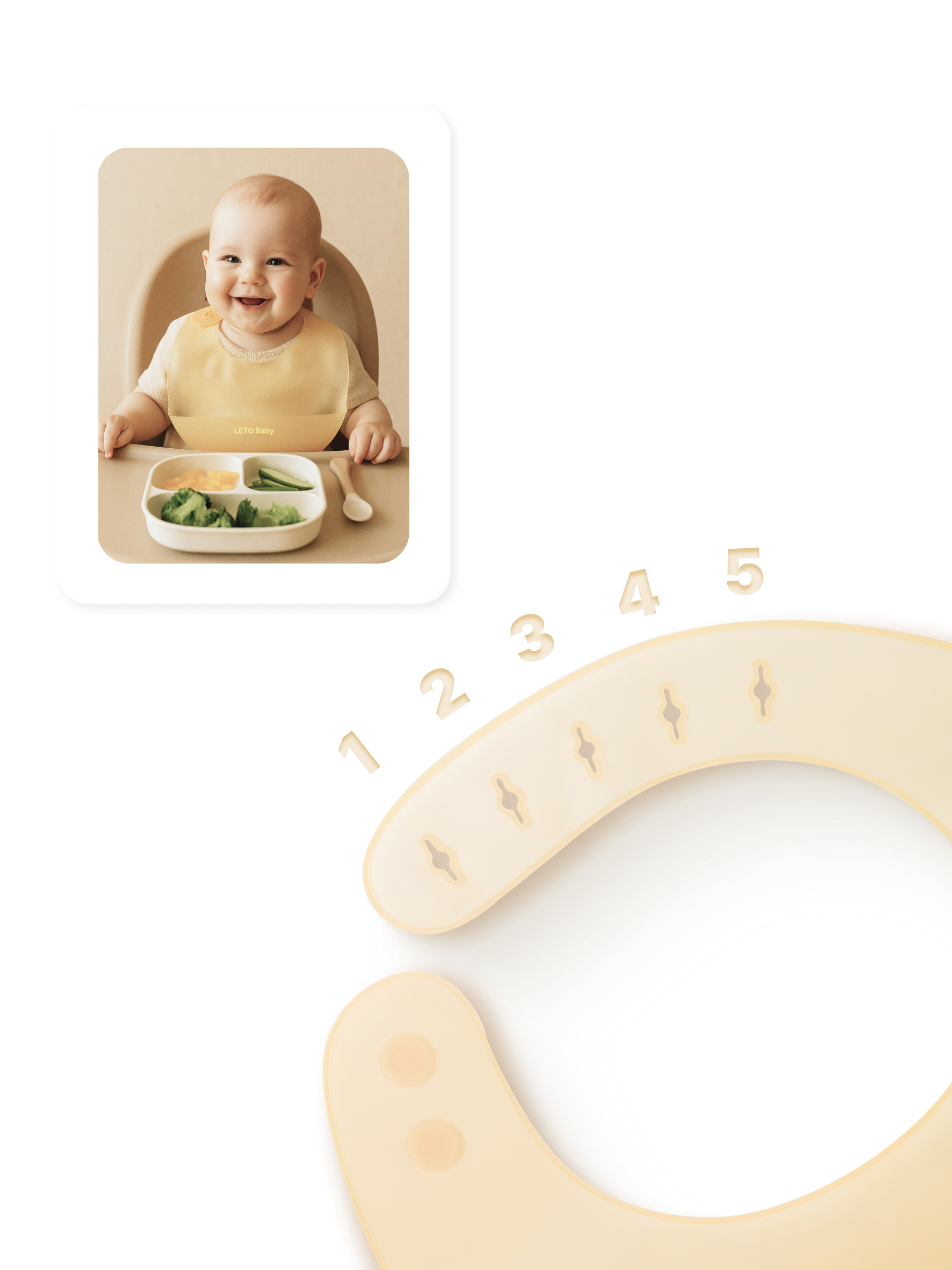 Нагрудник силиконовый для кормления детский LETO BABY